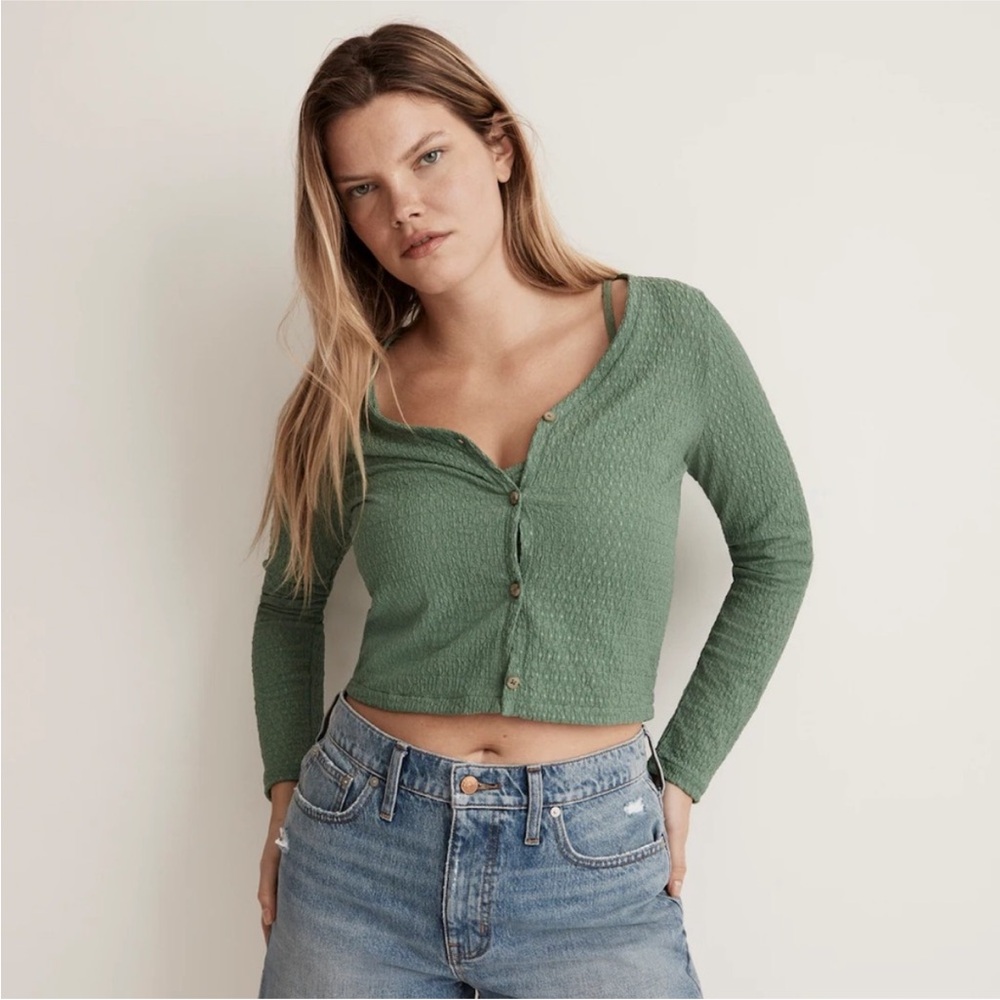 Madewell Green Textured Crop Top